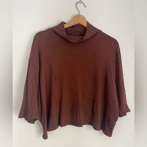 Reformation 3/4 sleeve ribbed mock neck top
